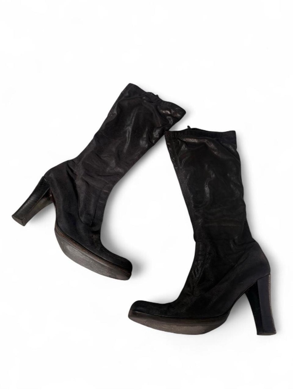 Classic Black Mid-Calf Heeled Boots